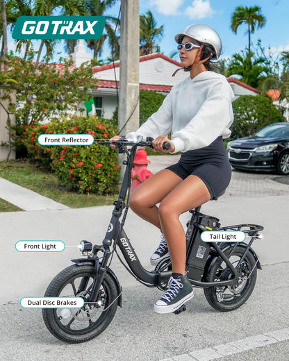 Gotrax S4 16" Folding Electric Bike, Max Range 28Miles(Pedal-Assist) &15.5Mph Power by 350W Motor, Front Suspension&Adjustable Seat and Handlebar, Commuter Electric Bicycle for Adults Black