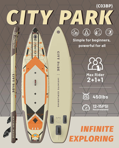 iTAOSTAR C03B 35" Super Wide Paddle Board, More Fun Inflatable Paddle Board with 5 Fins，12 Foot Stand Up Paddle Board with Premium SUP Accessories for Adults of All Skill Levels