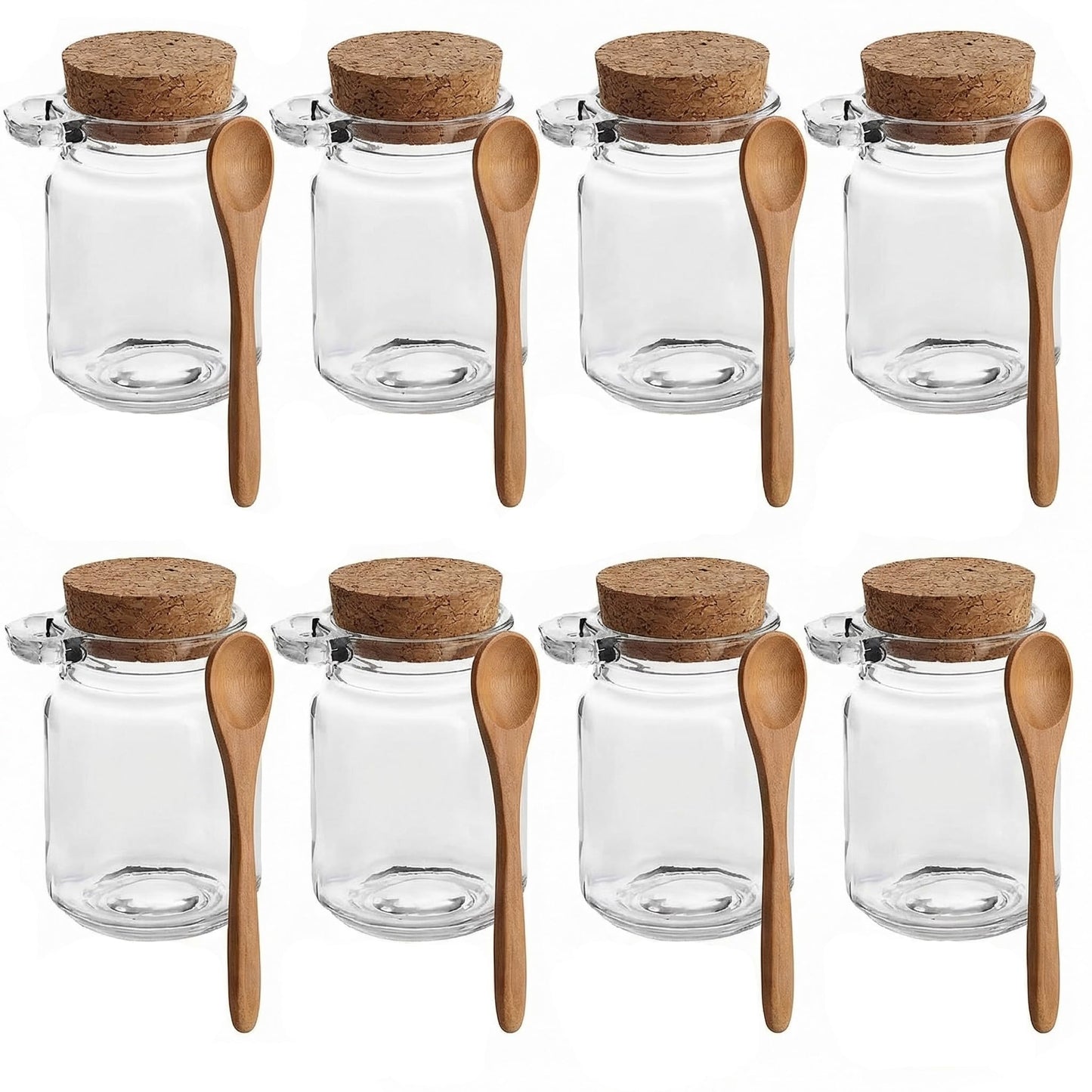 8Pcs Bath Salt Container 8.5oz/250ml Glass Jars with Lids and Spoon Bath Salt Jar Reusable Thick Glass Storage Storage Containers with Spoon for Home Kitchen Keeps Food Oats Candy