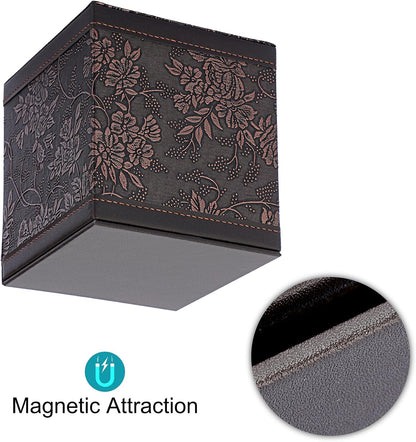 Sumnacon Square Leather Tissue Box Cover - Stylish Cube Tissue Box Holder with Magnetic Bottom, Decorative PU Tissue