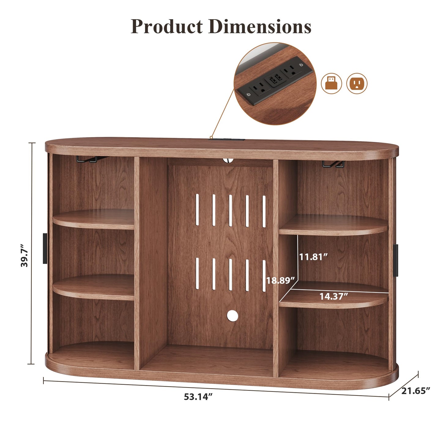 Jocoevol 53" Fluted Coffee Bar Cabinet with Sliding Doors, Wine Bar Cabinet with Charging Station & Glass Holder, Modern Liquor Whiskey Buffet Sideboard for Dining Room, Living Room, Kitchen (Walnut)