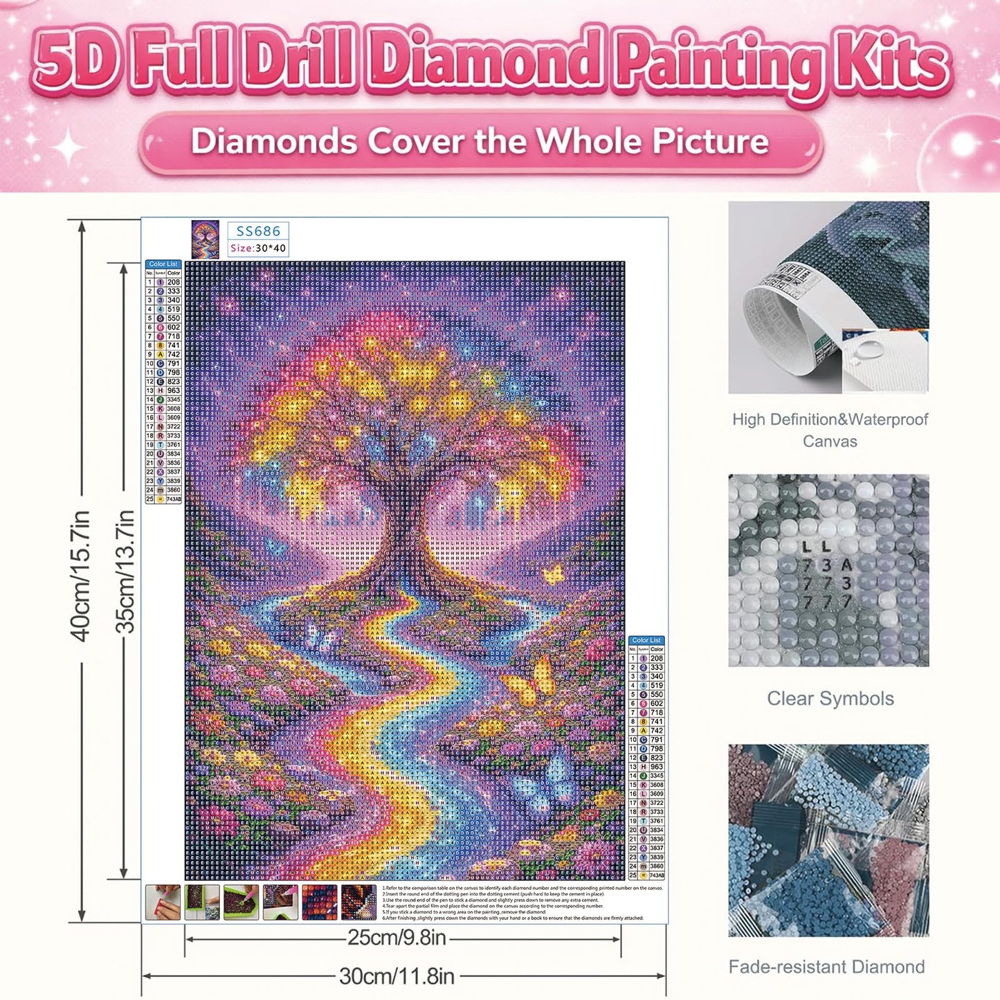 IOHEFY Rainbow Tree of Life Diamond Painting 12 x 16 Inch Full Drill Acrylic Diamond Art DIY Crystal Rhinestone Fantasy Landscape Artwork Nano Pearlescent Canvas Wall Decor Gift