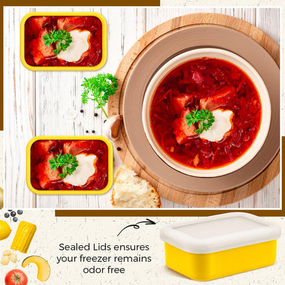 Nuogo 8 Pcs 1 Cup Silicone Freezer Containers with Lid Soup Freezer Molds Silicone Soup Containers Rectangle Trays Reusable Food Preserving Tray Ice Trays for Soups Sauces Stews(Yellow)