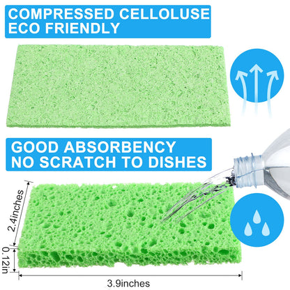 Zhengmy 100 Pieces Sponges Bulk Sponges Kitchen Compressed Sponge Natural Dish Sponge Compressed Wood Pulp Cleaning Without Scratching for Kitchen Bathroom, 3.9 x 2.4 x 0.12 Inch (Multicolor)