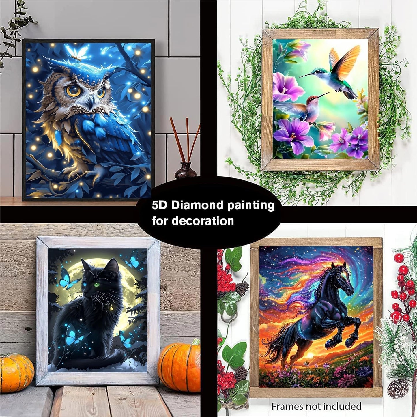 CraftCraze 12 Pack Animals Diamond Art Painting Kits for Adults - 5D Diamond Dots for Adults Beginner,DIY Round Full Drill Gem Art Painting by Numbers kit for Wall Decor Gifts 12x16 inch
