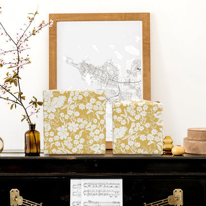 JarThenaAMCS Floral Wrapping Paper - Mini Roll - 17 In x 32.8 Ft Spring Yellow Flower Botanical Gift Wrap Paper for DIY Art Crafts Wedding Birthday Holiday Party Supplies