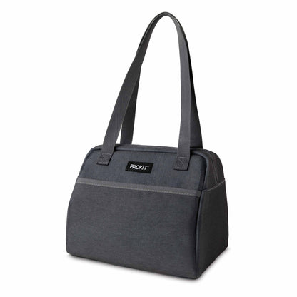PackIt(R) Freezable Hampton Lunch Bag, City Charcoal, Built with EcoFreeze(R) Technology, Collapsible, Reusable, Zip Closure with Front Pocket and Shoulder Straps, Designed for Fresh Office Lunches