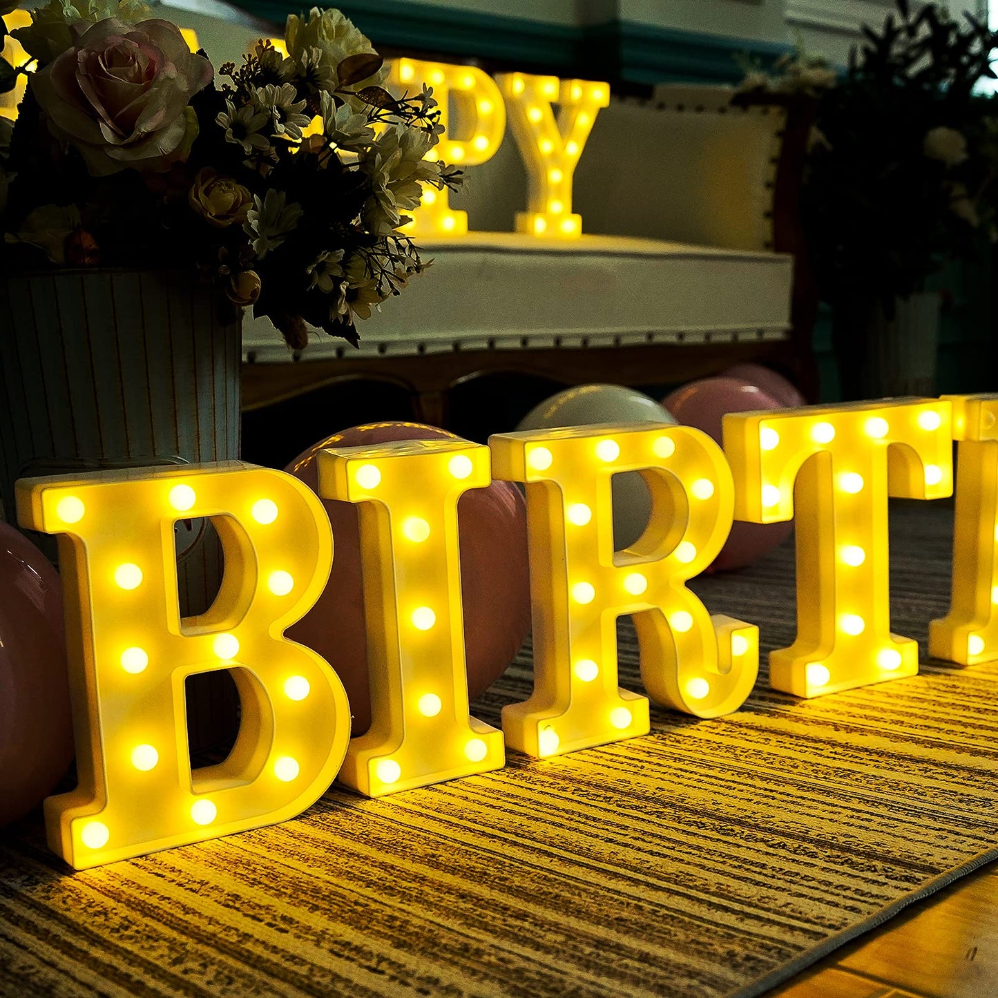 Brightdeco 155 Bulbs Happy Birthday LED Marquee Light Up Letters Sign (Large Size)
