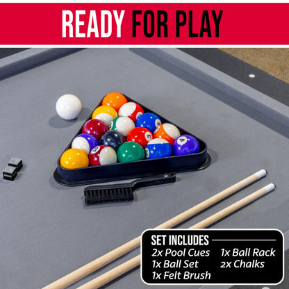 GoSports 6 ft Foldable Pool Table - Portable Billiards Table with Accessories - Black with Gray Felt