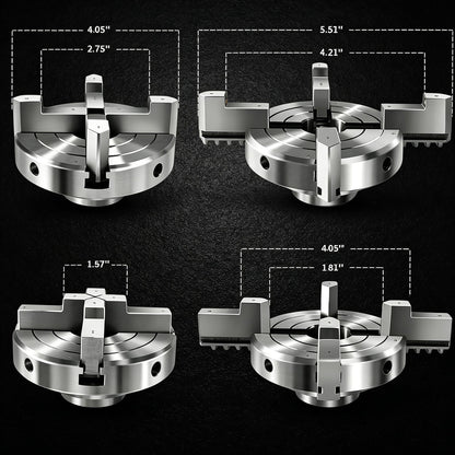 4 Inch Wood Lathe Chuck, 4 Reversible Jaws Self-Centering Lathe Chuck, Thread 1 x 8TPI Lathe Chuck for Woodturning.