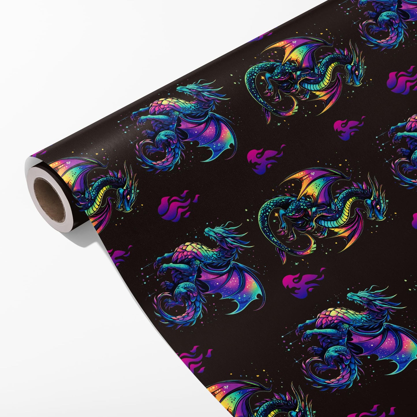 Altarho Dragon Wrapping Paper Roll for Kids Boys Women Men - Neon Dragon Print Mythic Gift Wrap Sheets for Birthday Adult Anime Party Supplies Total 28.5sq.ft