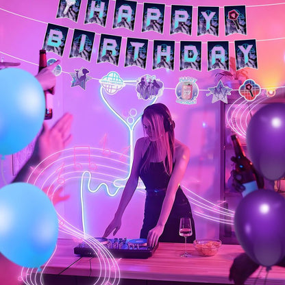 Music Hunter Birthday Banner Set - Includes 2 Happy Birthday Banners & 1 Prop Garland for Magical Music Themed Party Decorations, Easy to Hang Singer Theme Party Supplies