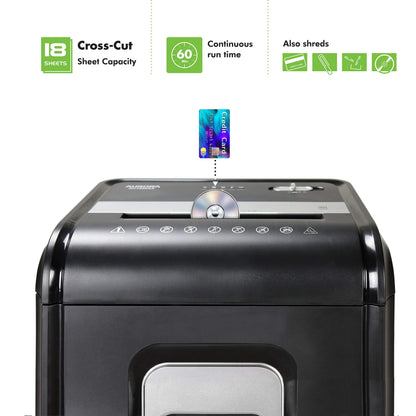 Aurora AU1880XA Heavy Duty Anti-Jam 18-Sheet Crosscut Shredder/60 Min Run Time/ 7-Gallon Pullout Basket and Casters