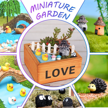 105 Miniature Fairy Garden Accessories, Fairy Garden Kit, Fairy Garden Animals, Miniature Figurines, Micro Landscape Ornaments Kit, Garden DIY Kit for Dollhouse Decoration Plant House Decor