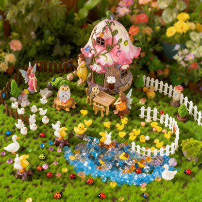 BLBYHO 220Pcs Miniatures Fairy Garden Accessories, Mini Fairy Garden Kit, Fairy Figurines House Outdoor Decor Resin, Valentines Gift for Kids