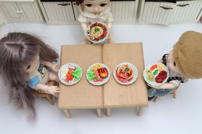 Mixed 5 Assorted Spaghetti and Steak Dollhouse Miniature Food,Tiny Food