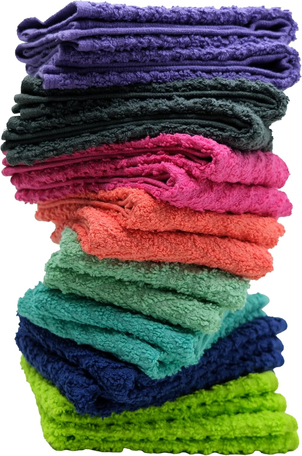 '-16 Pack -12" 12"- ZUPERIA Zigzag Multicolor Wash Cloths x Highly Absorbent Soft Washcloths for Face, Gym Towels, Hotel