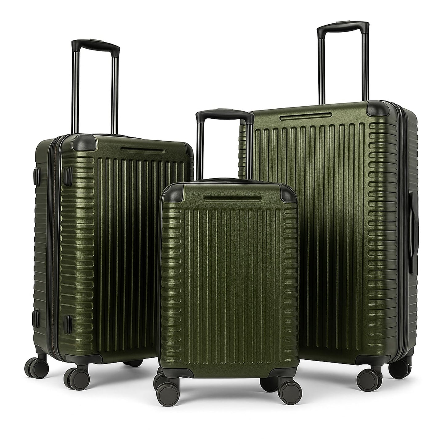 World Traveler Dejuno Abrams 3-Piece Lightweight Hardside Spinner Luggage Set - Olive