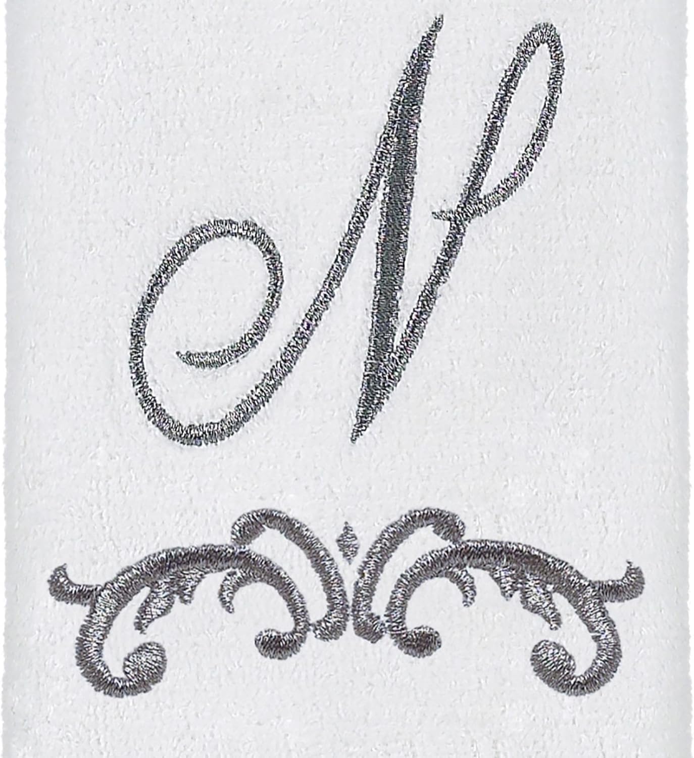Avanti Linens Fingertip Towel, Soft Cotton, Scroll Design, Monogram Collection, Initial N