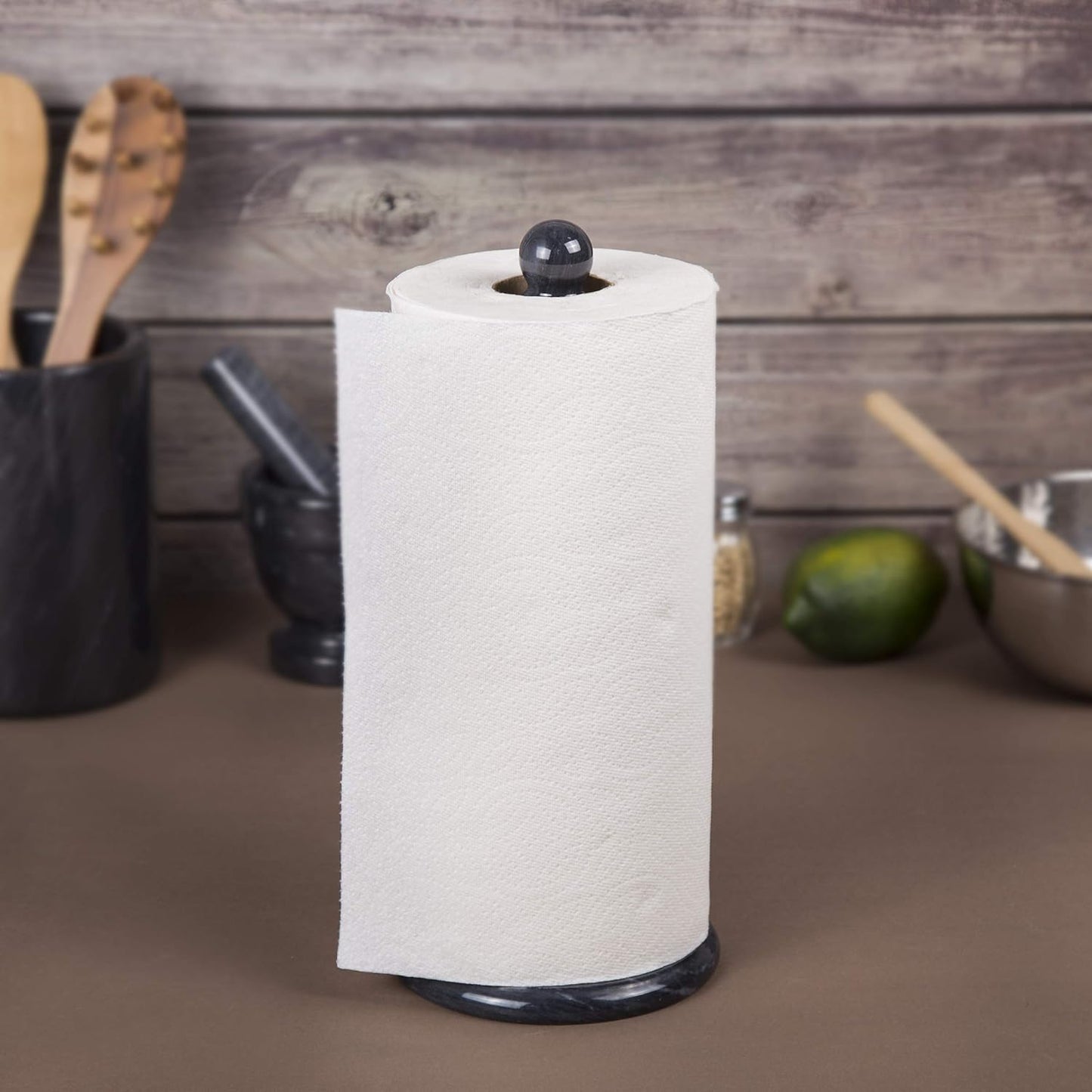 12.5" 6" Countertop Creative Home Natural Marble Upright Paper Towel Holder H Dia | Heavy Weighted Solid Base