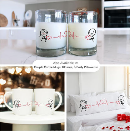 BoldLoft Love You Every Beat of My Heart Couple Pillowcases - Gifts for Couples, Boyfriend, Girlfriend, Anniversary,