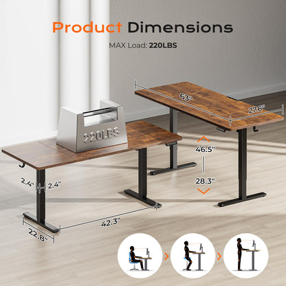 Huuger 61 x 28 Large Electric Standing Desk, Height Adjustable Computer Desk and Drafting Chair with Back Bundle