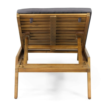 Christopher Knight Home Caily Outdoor Chaise Lounge with Cushions - Acacia Wood - Teak/Dark Gray (Set of 4)