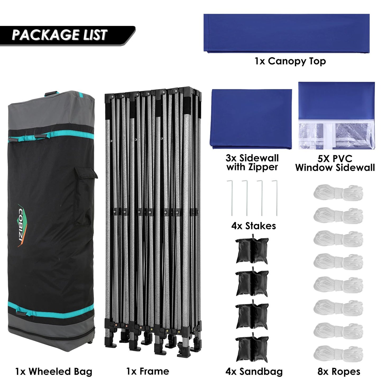 COBIZI 10x30 Heavy Duty Pop up Canopy with 8 sidewalls Stable Wedding Outdoor Tents for Parties Canopy Pop Up Party Tent UPF 50+ Waterproof Commercial Gazebo with Roller Bag, Navy Blue Upgraded