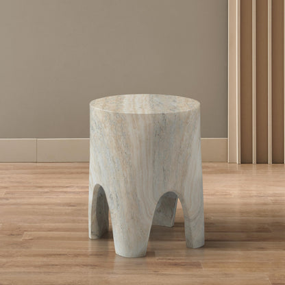 Meridian Furniture 99054Travertine-ET Foligno Collection Art Deco Indoor/Outdoor Concrete End Table with Travertine Finish, 14" W x 14" D x 18" H, Travertine