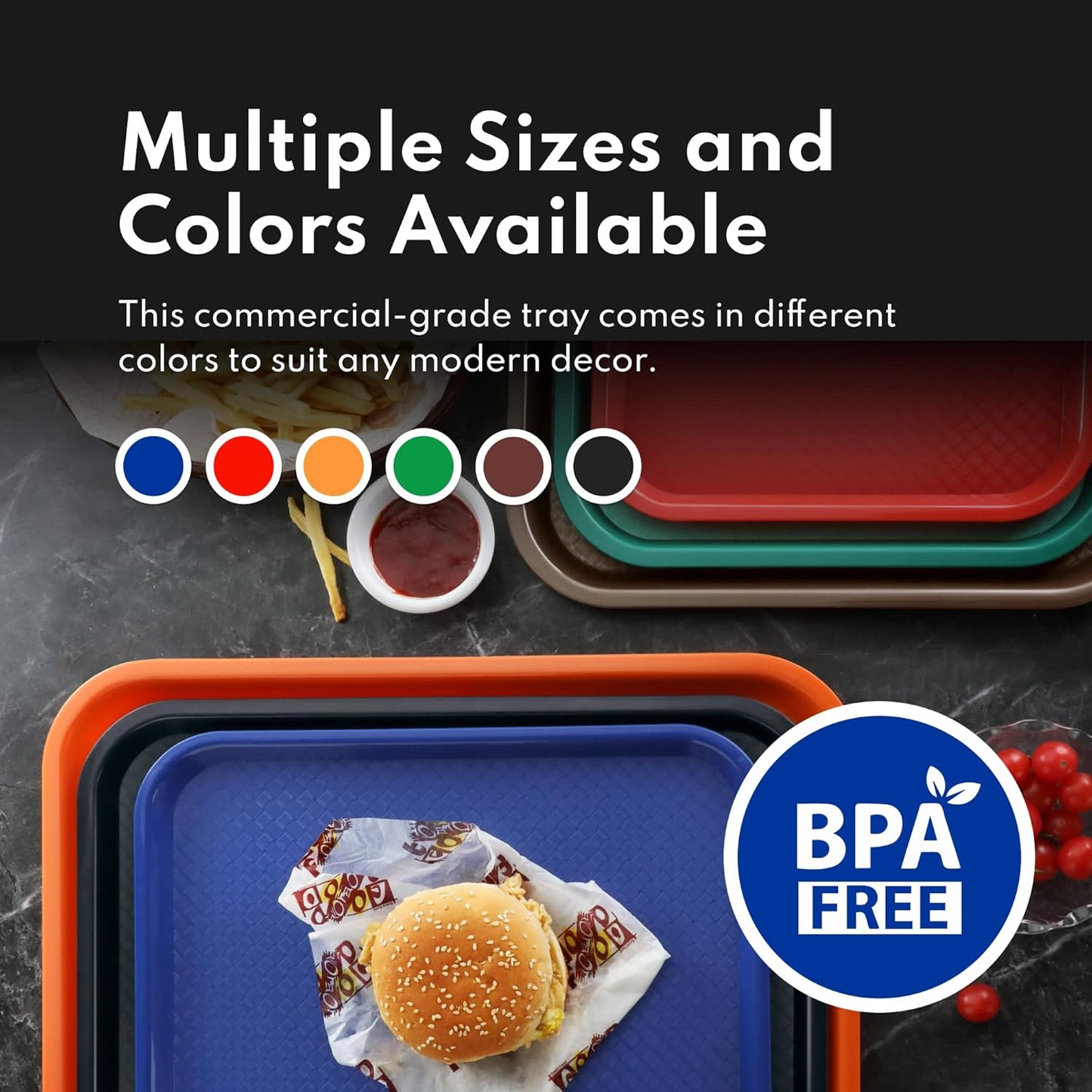 28010 6-Piece 12 16-Inch, New Star Foodservice Fast Food Tray, by Assorted Colors