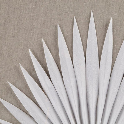 Madison Park Sabal Floral Wall Art - Handmade Canvas Palm Natural Rice Paper Shadow -Box Set, Glass, Wood Frame, Linen Base, Botanical Modern Room Decor for Hallway, Bedroom Accent, Off White 3 Piece
