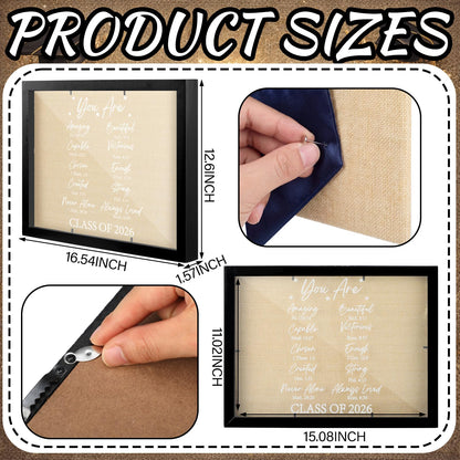 Wenqik Christian Graduation Shadow Box 12.6 x 16.54 Inch Graduation Party Decoration Inspirational Bible Verse Shadow Box Frame for Class of 2026 Wooden Display Case with Stick Pins Gift Black Frame