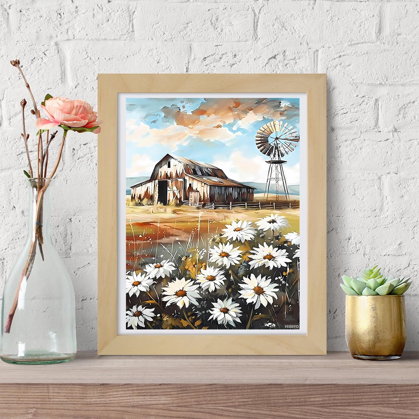 YEEIFFD DIY The Rustic Barn with Weathered Wood Diamond Painting Kits 5D Round Diamond Painting for Adult Barn Diamond Art Kit for Wall Decor Living Room Decor 12x16inch
