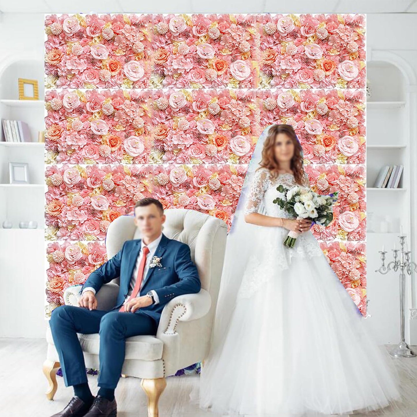 JIIPOREGJ Artificial Flower Wall Panels,for Weddings Party Arrangements Outdoor Indoor Garden Fence Backdrop Wall Decoration,12pcs