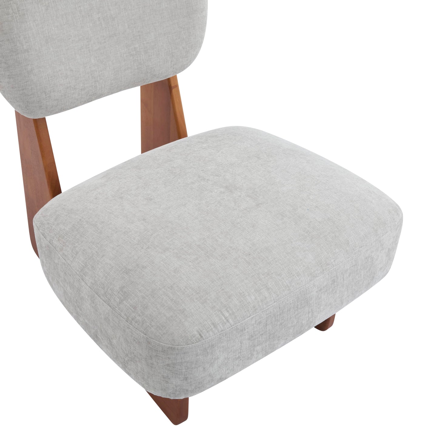 Christopher Knight Home Mores Low Profile Accent Chair Set of 2, Modern Living Room Armless Lounge Chair, Fabric Comfy Reading Chair for Bedroom, Wooden Frame and Thick Padded Seat, Walnut+Gray