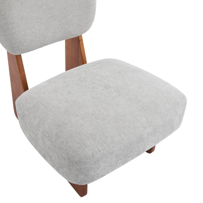 Christopher Knight Home Mores Low Profile Accent Chair Set of 2, Modern Living Room Armless Lounge Chair, Fabric Comfy Reading Chair for Bedroom, Wooden Frame and Thick Padded Seat, Walnut+Gray