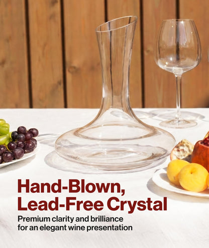 Le Chateau Large Elegant Crystal Wine Decanter with Aerator – 750ml Glass Decanter – Hand-Blown Lead-Free Clear Glass Carafe with Aerator – Hand Held Gifts Red Wine Accessories/for Wine Lovers