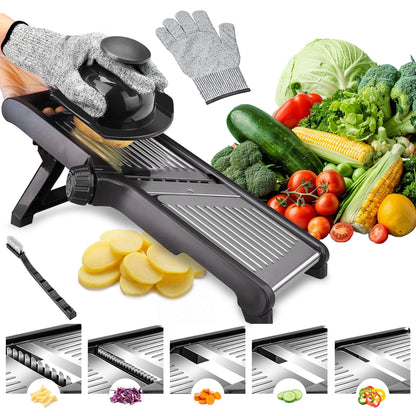 NIOSAVM Mandoline Slicer,mandoline slicer for kitchen,commercial mandolin Potato Slicer,Vegetable Slicer,slicer vegetable cutter, Stainless Steel mandolin slicer,Cut - Resistant Gloves