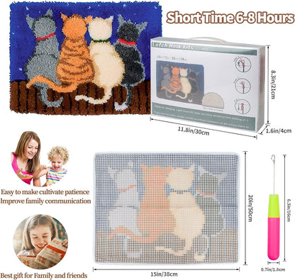 Generic Highland Cow & Sunflowers Latch Hook Kits Rug DIY Cushion Tapestry Making Crochet Hook Mat Making Kits Color Preprinted Pattern Canvas DIY Carpet Needlework Crochet Kits 52x38cm (d99-114)