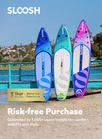 SLOOSH Inflatable Stand Up Paddle Board, 11'6" Inflatable Paddle Boards with Premium Accessories, Non-Slip EVA Deck, Ultra-Light Carry Bag Pump, Rapids SUP for Youth & Adults, Arctic Drift