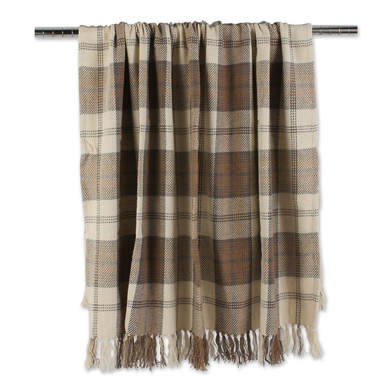 DII Farmhouse Woven Throw, 50x60 with 3" Fringe, Stone