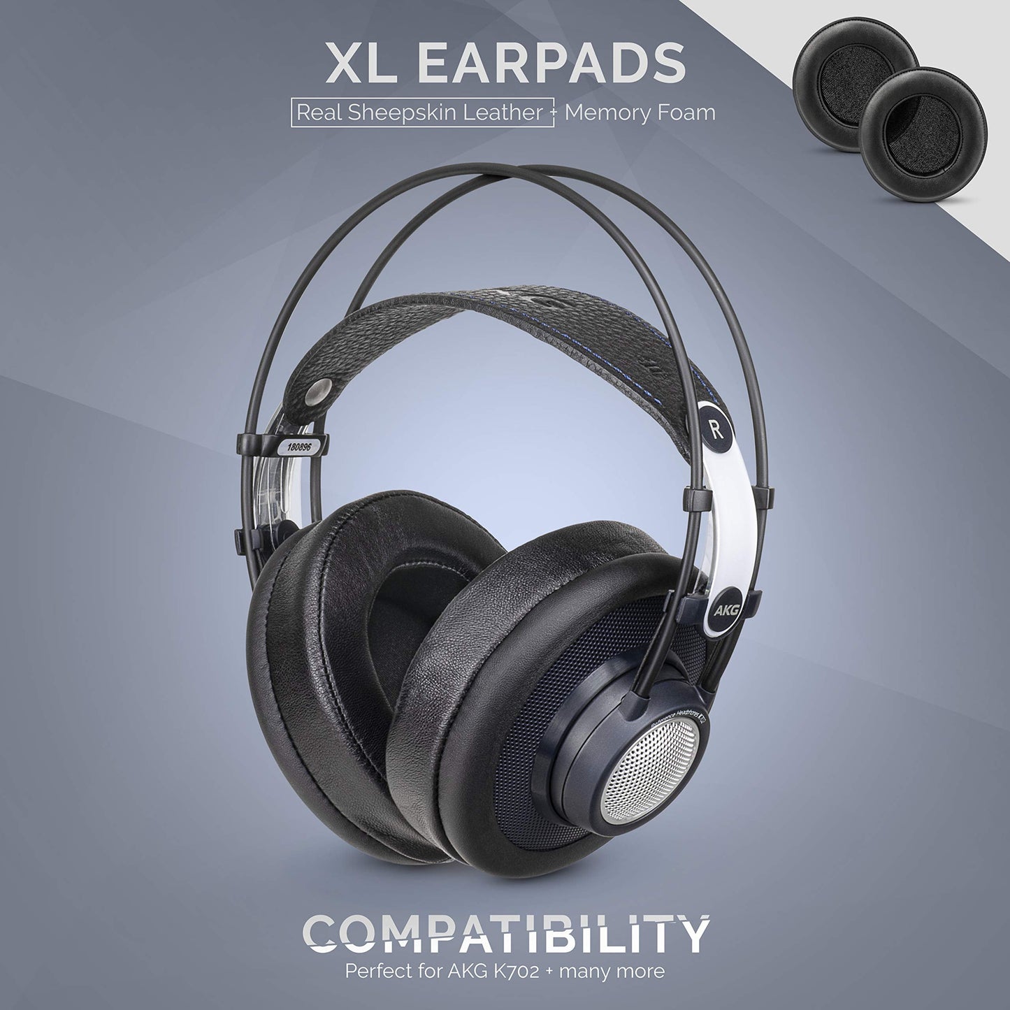 Brainwavz XL Large Sheepskin Leather Replacement Memory Foam Earpads - Suitable for Many Other Large Over The Ear Headphones - Sennheiser, AKG, HifiMan, ATH, Philips, Fostex, Sony (Sheepskin Leather)