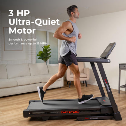 Sunny Health & Fitness Ultra T10 Wi-Fi Smart Treadmill with 10" Touchscreen, 12% Auto Incline, 20" Wide Running Deck with Free SunnyFit App – SF-T724082