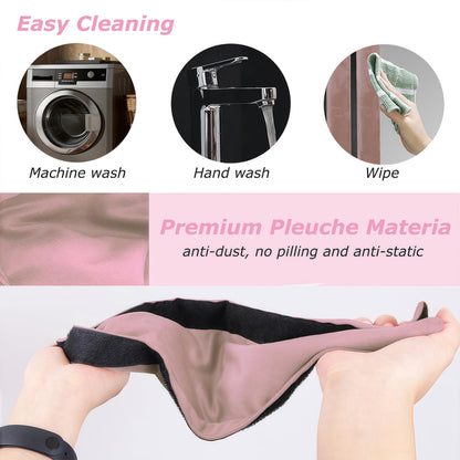 3PCS Refrigerator Door Handle Covers Kitchen Decor Keep Appliance Clean Anti-Static Stains for Fridge Dishwashers Velvet (Pink)