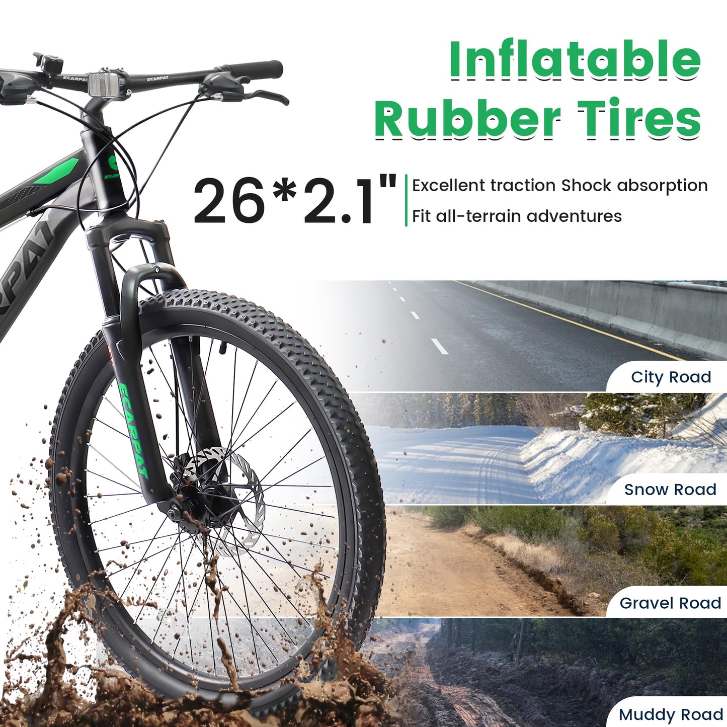 KIAPALNO 26 Inch Mountain Bike, Dual Full Suspension 21 Speed Womens Mens Mountain Bikes, Commuter Bike with Carbon Steel Frame and Dual Disc Brakes