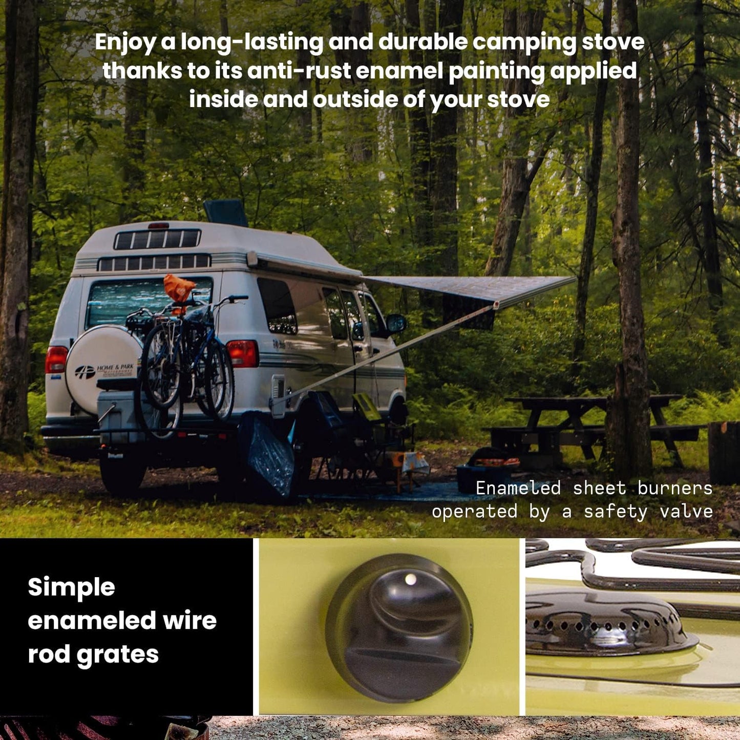 ABBA 12" Single Burner Propane Camping Stove, Portable with Enamel Burner, Easy to Clean (Green)