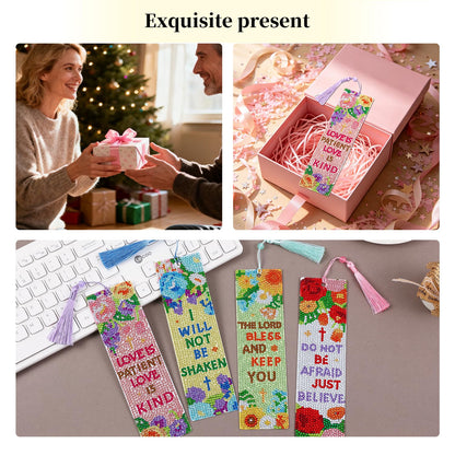 4 Pcs Flower Diamond Painting Bookmark for Books, Journals, Planners｜DIY Diamond Art Kits for Reading Women & Men｜Beautiful Book Marks Gifts for Book Lovers｜Reading Accessories for Adults & Kids