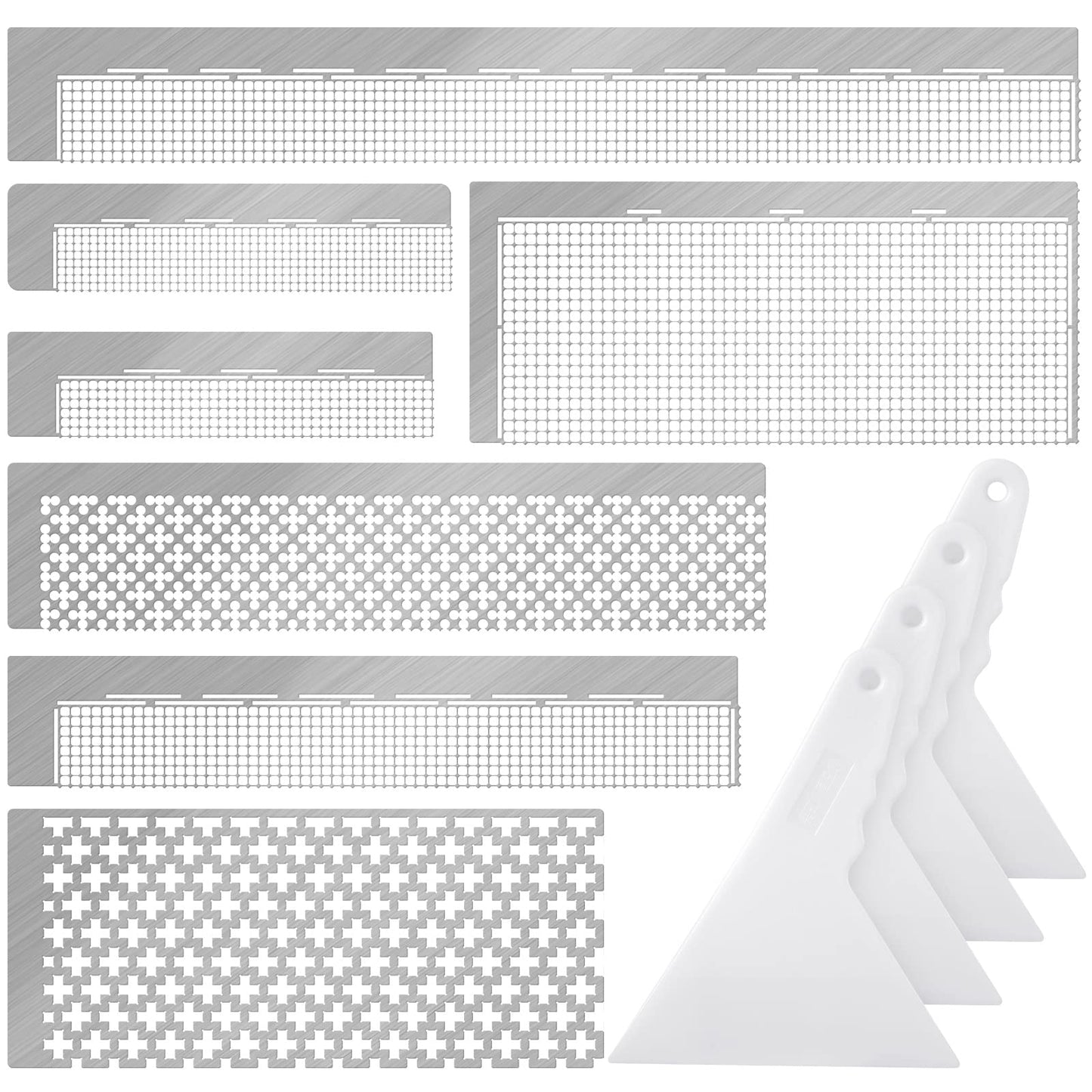Kosiz 14 Pcs Stainless Steel Diamond Painting Ruler Diamond Mesh Rulers 5d Drawing 216 400 520 599 699 800 1020 Blank Grid Mini Gem Art Kit Adjustment Fix Tool for DIY Art Painting Kits