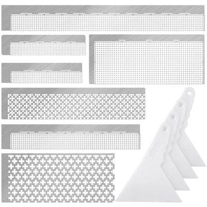 Kosiz 14 Pcs Stainless Steel Diamond Painting Ruler Diamond Mesh Rulers 5d Drawing 216 400 520 599 699 800 1020 Blank Grid Mini Gem Art Kit Adjustment Fix Tool for DIY Art Painting Kits