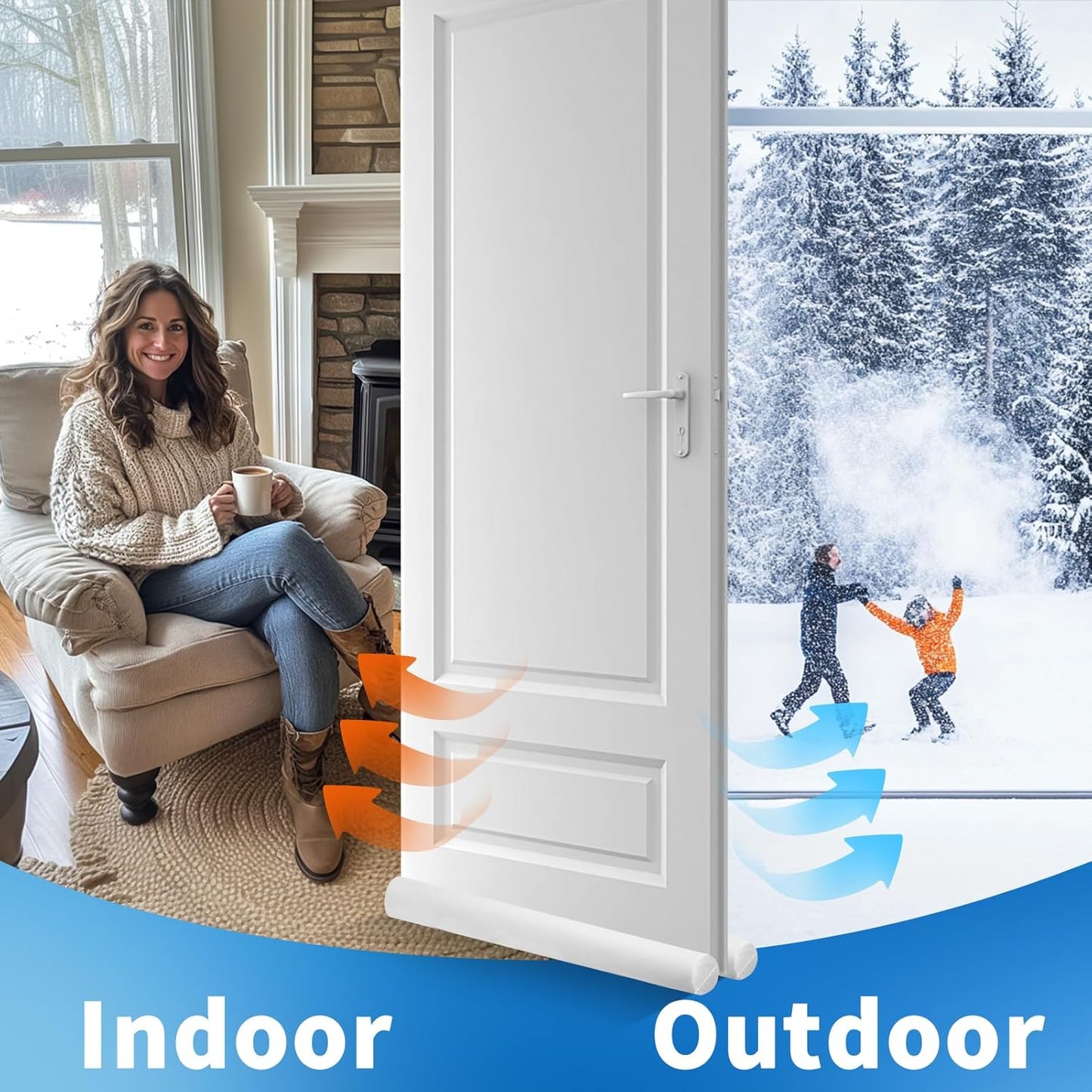 30"-36" Neween Large Door Draft Stopper for Bottom Door Sweep Weather Stripping Noise Blocker Window Breeze Blocker